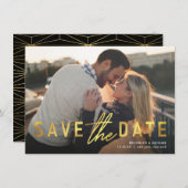 日付金ゴールドのお知らせを保結婚存します 招待状 (正面/裏面)