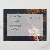 日付金ゴールドの手の写真を保書存 箔招待状ポストカード (裏面)