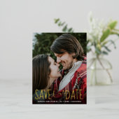 日付金ゴールドの手の写真を保書存 箔招待状ポストカード (立ち正面)