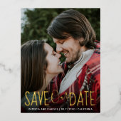 日付金ゴールドの手の写真を保書存 箔招待状ポストカード (正面)