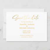 日付金ゴールドの手書き結婚写真を保存する ノートカード (裏面)