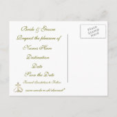 日付金ゴールドの結婚リングや輪とクロスの保存 案内ポストカード (裏面)