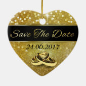 日付金ゴールドの結婚リングや輪の保存 – ハートオーナメント セラミックオーナメント (裏面)