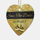 日付金ゴールドの結婚リングや輪の保存 – ハートオーナメント セラミックオーナメント (左)