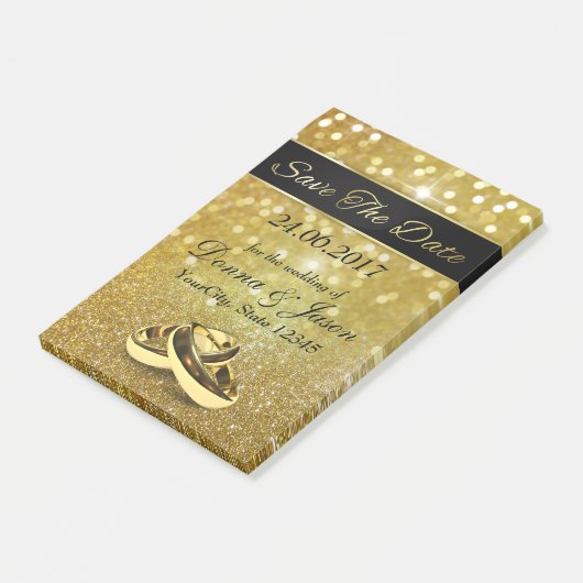 日付金ゴールドの結婚リングや輪を保存する – Post-it® Notes ポストイット (アングル)