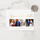 日付金ゴールドシック結婚の3つの写真コラージュを保存 ノートカード (正面/裏面インサイチュ)