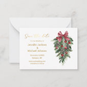 日付金ゴールドスクリプトクリスマスヴィンテージカードを保存する ノートカード (正面)