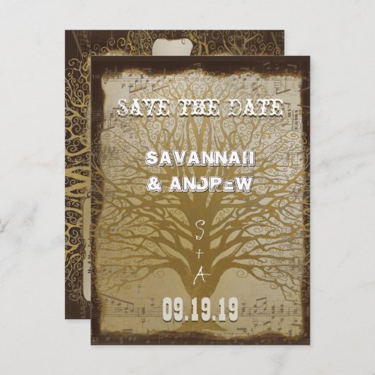 日付金ゴールドツリーの渦巻形の保存 案内ポストカード (正面/裏面)