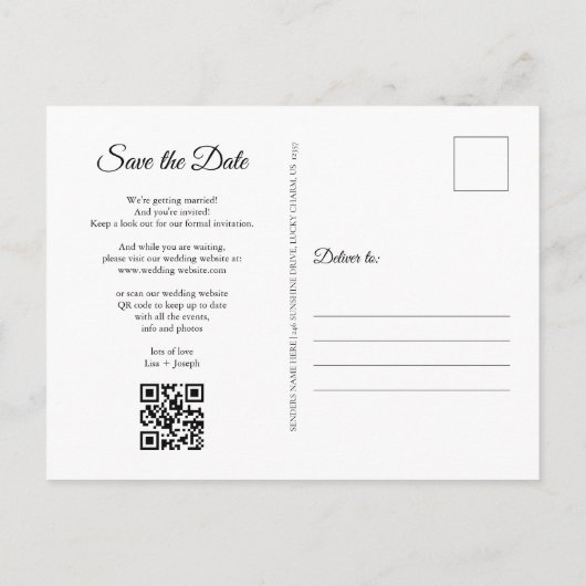 日付金ゴールドハートカレンダーQRコードの保存 案内ポストカード (裏面)