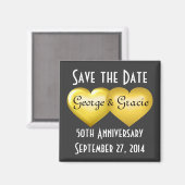 日付金ゴールドハート50周年を保存 マグネット (正面/裏面)