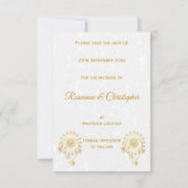 日付金ゴールドフローラハート蝶の保存 招待状 (裏面)