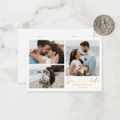 日付金ゴールド書の結婚コラージュを保存 ノートカード (正面/裏面インサイチュ)