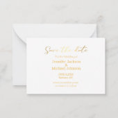 日付金ゴールド書の結婚コラージュを保存 ノートカード (裏面)