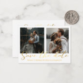 日付金ゴールド結婚2枚のコラージュを保存 ノートカード (正面/裏面インサイチュ)