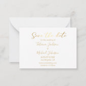 日付金ゴールド結婚2枚のコラージュを保存 ノートカード (裏面)