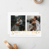 日付金ゴールド結婚2枚のコラージュを保存 ノートカード (正面/裏面インサイチュ)