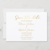 日付金ゴールド結婚2枚のコラージュを保存 ノートカード (裏面)