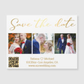 日付金ゴールド3写真qrコード結婚磁石の保存 (正面)