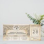 日付飛行チケット-ヴィンテージの招待状--を救って下さい セーブザデート (スタンド正面)