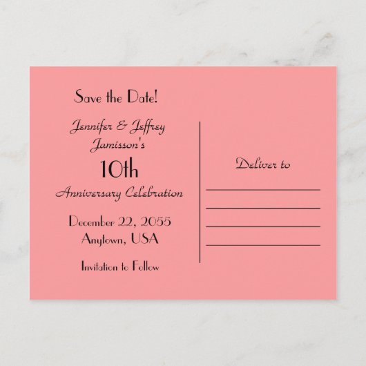 日付10周年記念パーティーサンゴバラの保存 案内ポストカード (裏面)