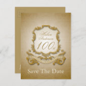 日付100番目の誕生日葉書のパーソナライズされた保存 案内ポストカード (正面/裏面)