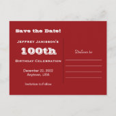 日付100番目の誕生祝いはがきを保存 案内ポストカード (裏面)
