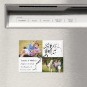 日付2の写真コケット弓リボンを保存モダン マグネット (インサイチュ (食洗機))