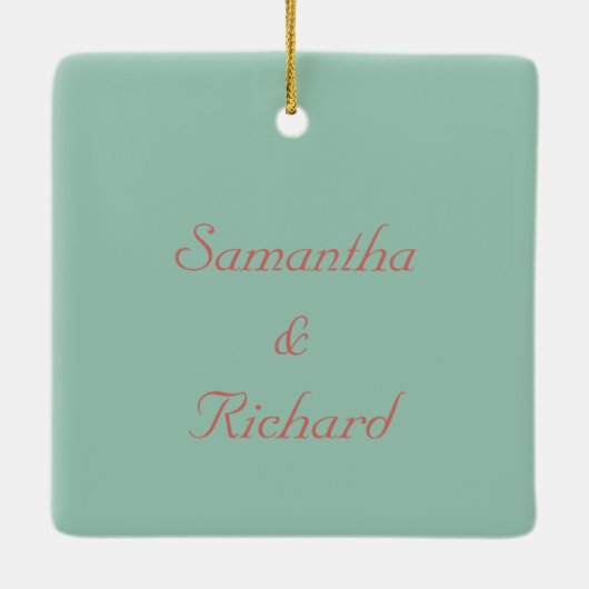 日付2024名のパーソナライズされた保存日付 セラミックオーナメント (裏面)