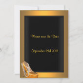 日付21の誕生日を保存するパーティー金ゴールドオレンジ セーブザデート (裏面)