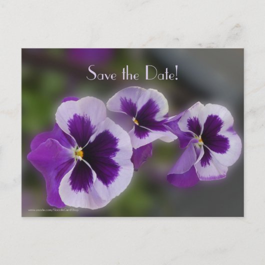 日付25周年記念パーティー紫フローラの保存 案内ポストカード (正面)