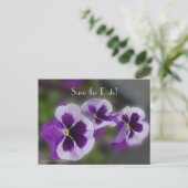 日付25周年記念パーティー紫フローラの保存 案内ポストカード (スタンド正面)