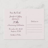 日付25周年記念パーティー結婚バラの保存 案内ポストカード (裏面)