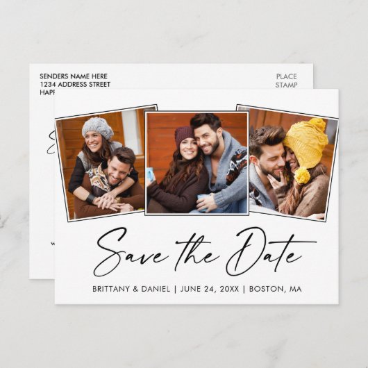 日付3モダンの写真を保存する書道用インク ポストカード (正面/裏面)