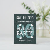 日付30th誕生日パーティーV30Bティール(緑がかった色)緑を保存 案内ポストカード (スタンド正面)