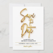 日付3D文字とミニマルシンプルリストの保存 招待状 (正面)