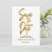 日付3D文字とミニマルシンプルリストの保存 招待状 (スタンド正面)