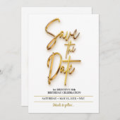 日付3D文字とミニマルシンプルリストの保存 招待状 (正面/裏面)