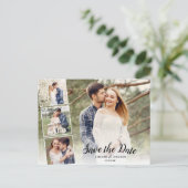 日付4の写真を保存コラージュかわいらし文字オーバーレイ ポストカード (スタンド正面)