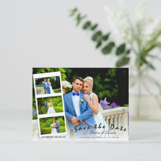 日付4の横方向の写真コラカスタムージュを保存 ポストカード (スタンド正面)