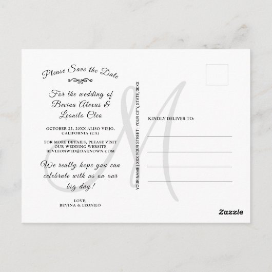 日付4の横方向の写真コラカスタムージュを保存 ポストカード (裏面)