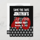 日付40th SURPRISE誕生日パーティーB001を保存 案内ポストカード (正面/裏面)