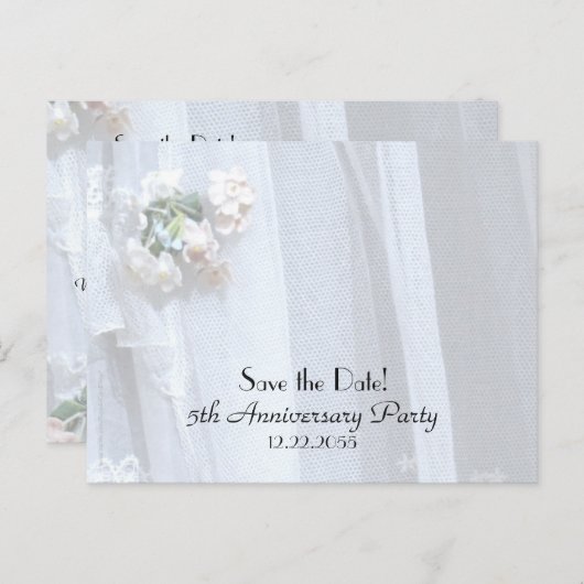 日付5周年記念結婚発表の保存 案内ポストカード (正面/裏面)