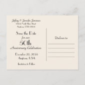 日付50周年記念パーティーの保存 案内ポストカード (裏面)