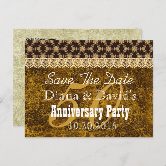 日付50周年記念金ゴールドBLACK V01の保存 案内ポストカード (正面/裏面)