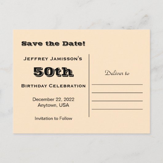 日付50番目の誕生祝いはがきを保存 案内ポストカード (裏面)