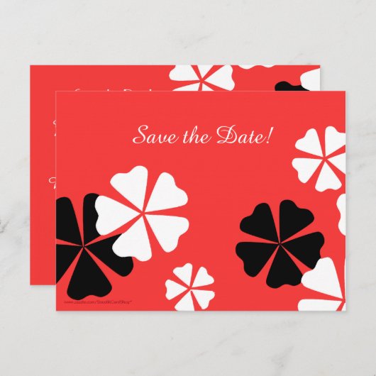 日付50th誕生日パーティレッドを保存 案内ポストカード (正面/裏面)