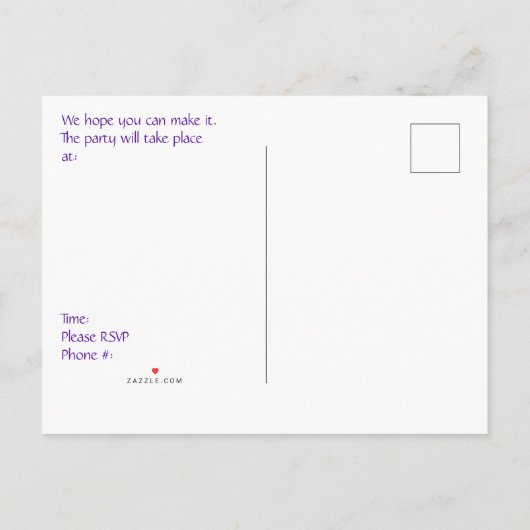 日付50th誕生日パーティーピーコックデザインを保存 案内ポストカード (裏面)