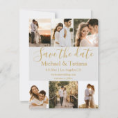 日付6の写真コラージュの結婚金ゴールドを保存 招待状 (正面)