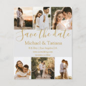 日付6の写真コラージュの黄金結婚を保存する チラシ (正面)