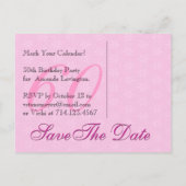 日付60誕生日ピンクと黒のレースを保存 案内ポストカード (裏面)